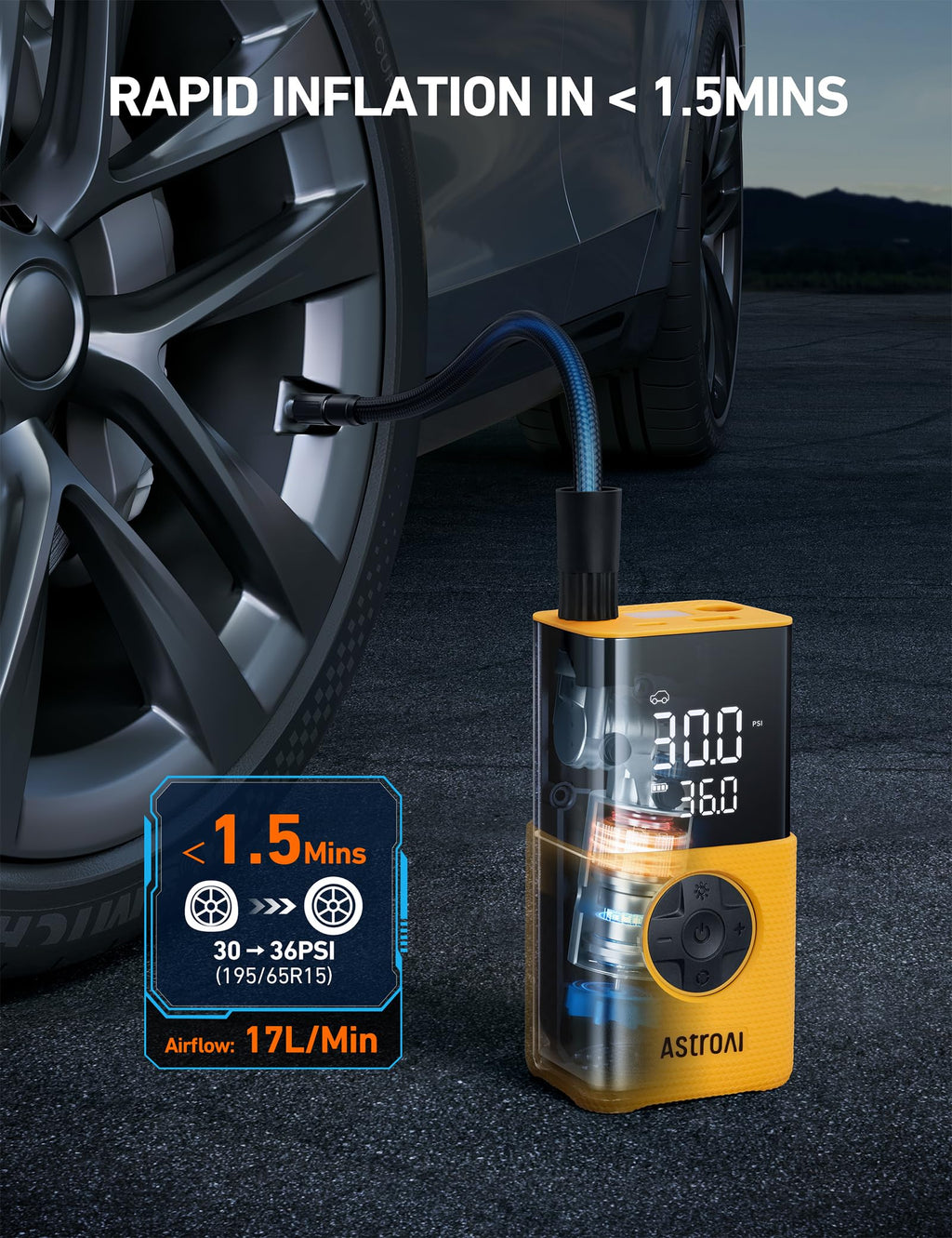 AstroAI L7 Tire Inflator Portable Air Compressor,150 PSI Cordless Bike Pump